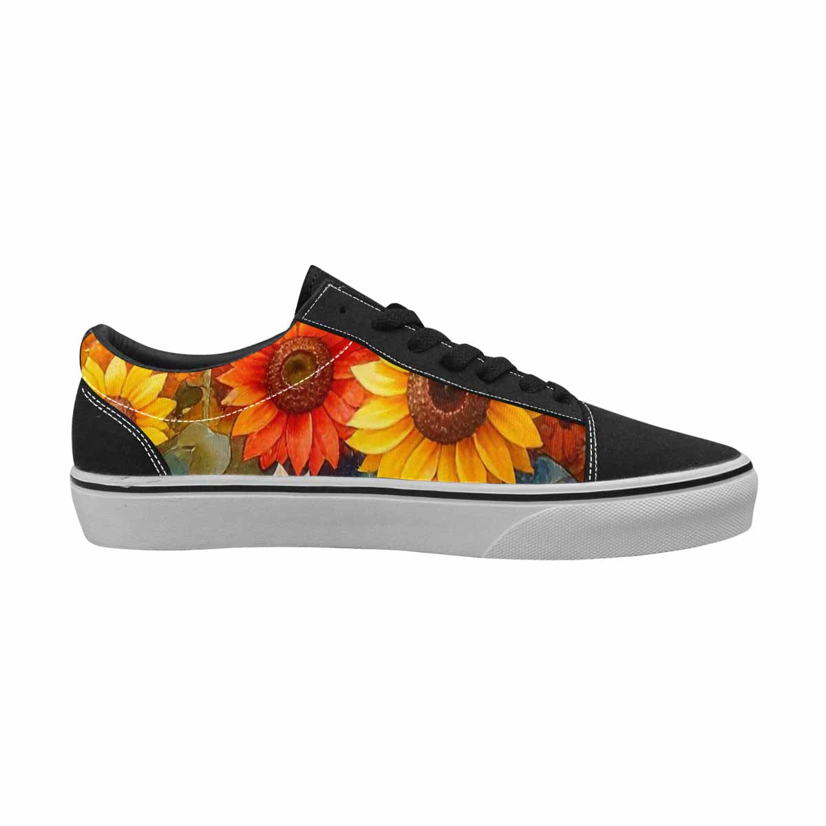 WOMEN'S Sunflower Burst Lace-Up Canvas Grunge Custom Shoes