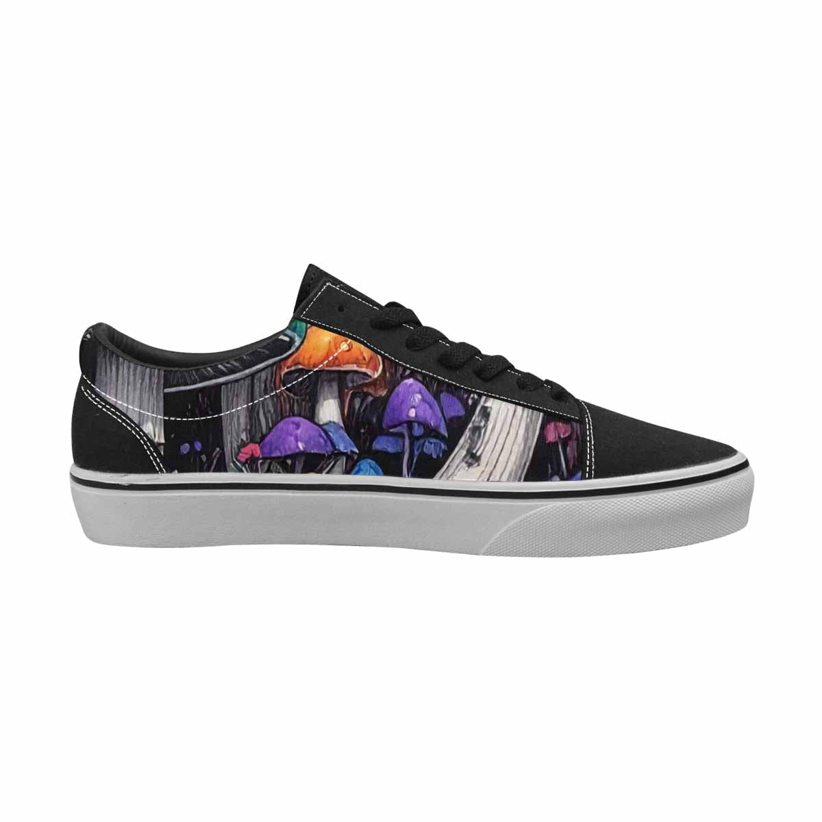 WOMEN'S Rainbow Drip Mushrooms Lace-Up Canvas Surreal Custom Shoes