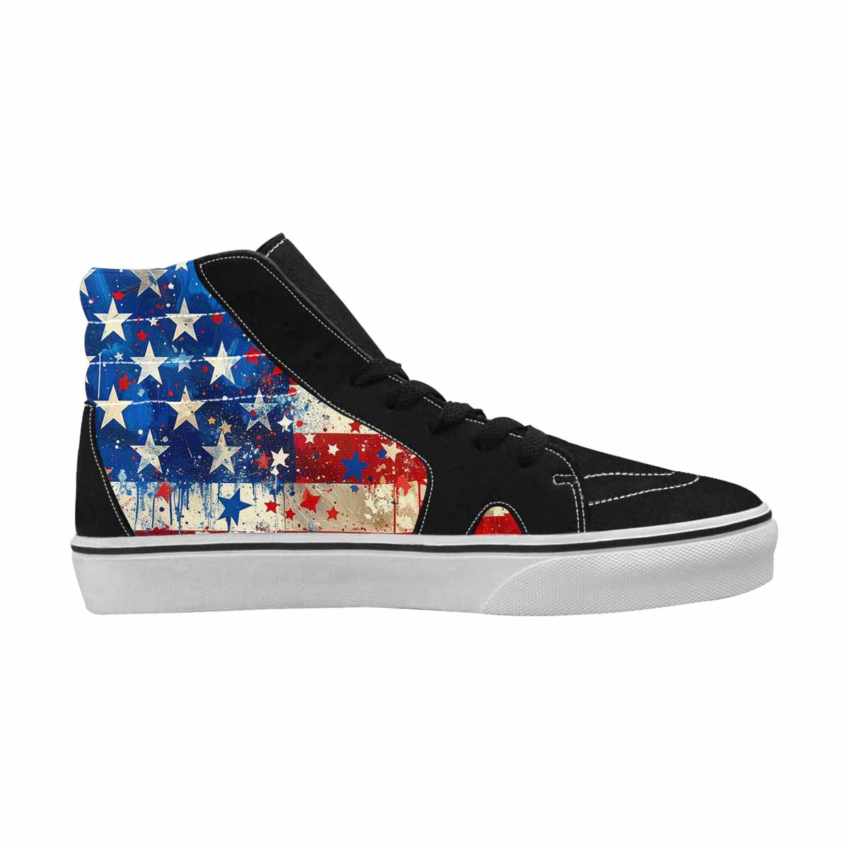 MEN'S Patriotic Stars Stripes High Top Canvas Melting Art Custom Sneakers