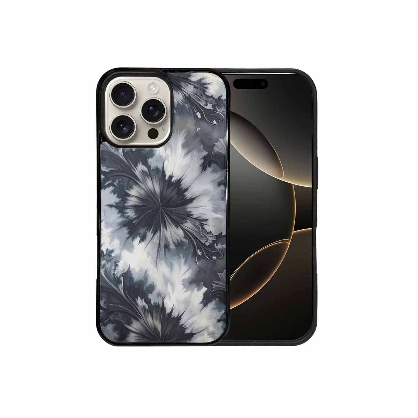 iPhone 16 Pro Max Case — Tie Dye Black And Gray Blended, Custom Art Phone Cover