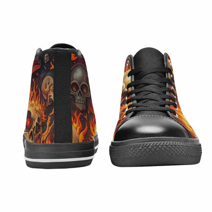 MEN'S Skulls - Flaming High Top Canvas Grunge Sneakers