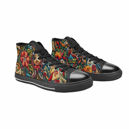 WOMEN'S Old School Tattoo High Top Canvas Wallpaper Art Sneakers