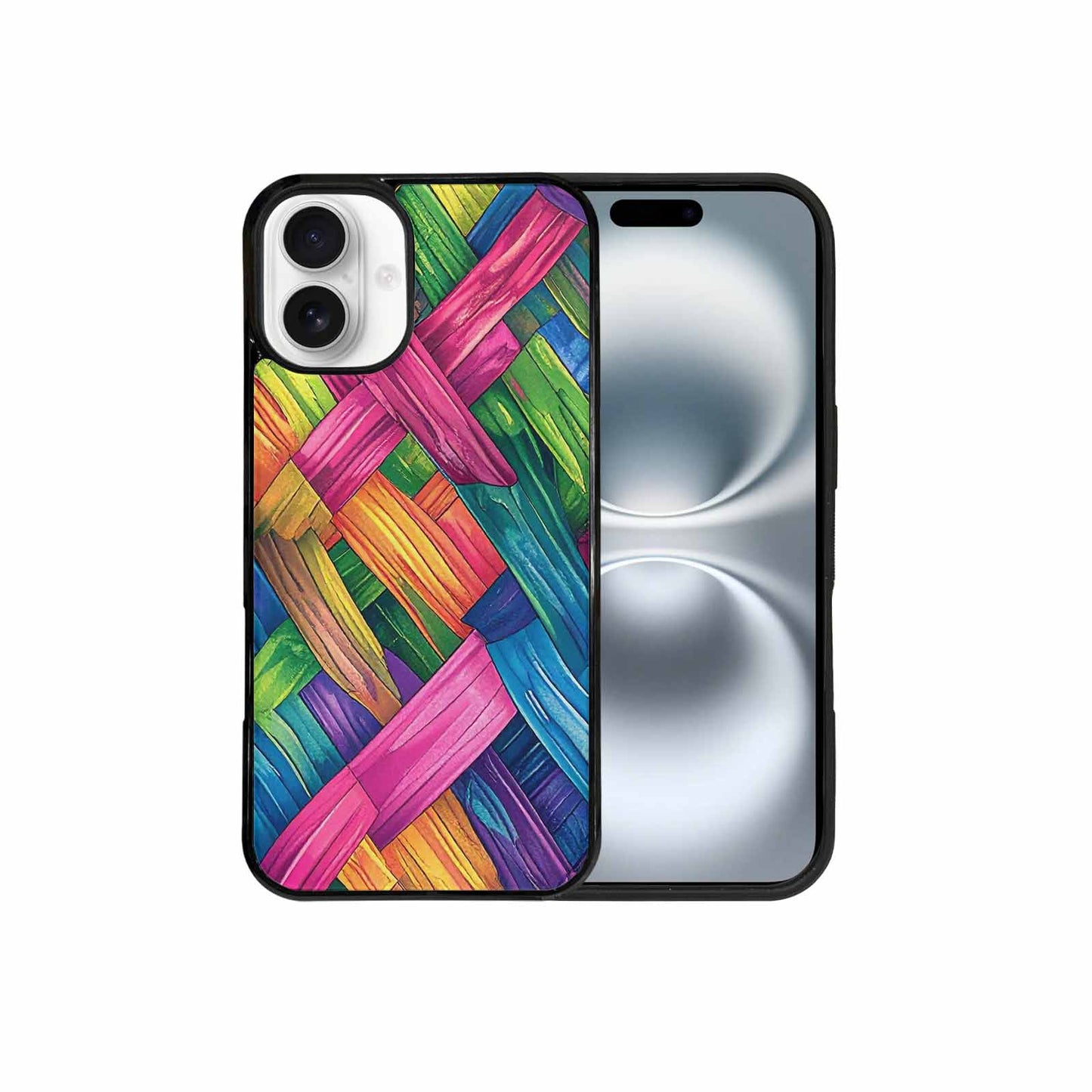 iPhone 16 Plus Case — Polysexual Flag Color Theme Small Rainbow, Personalized Phone Case