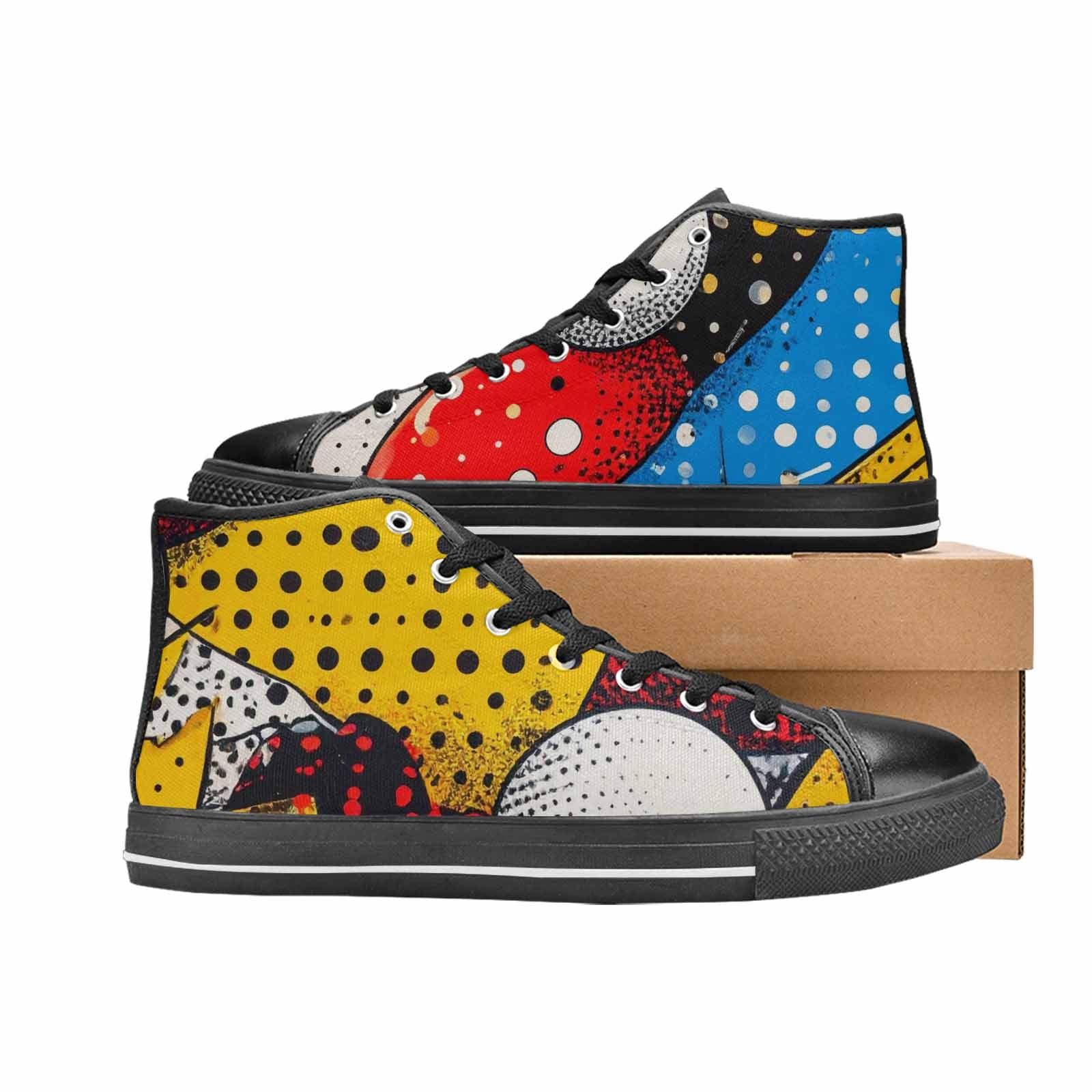 MEN'S Comic Book Halftone High Top Canvas Grunge Custom Shoes