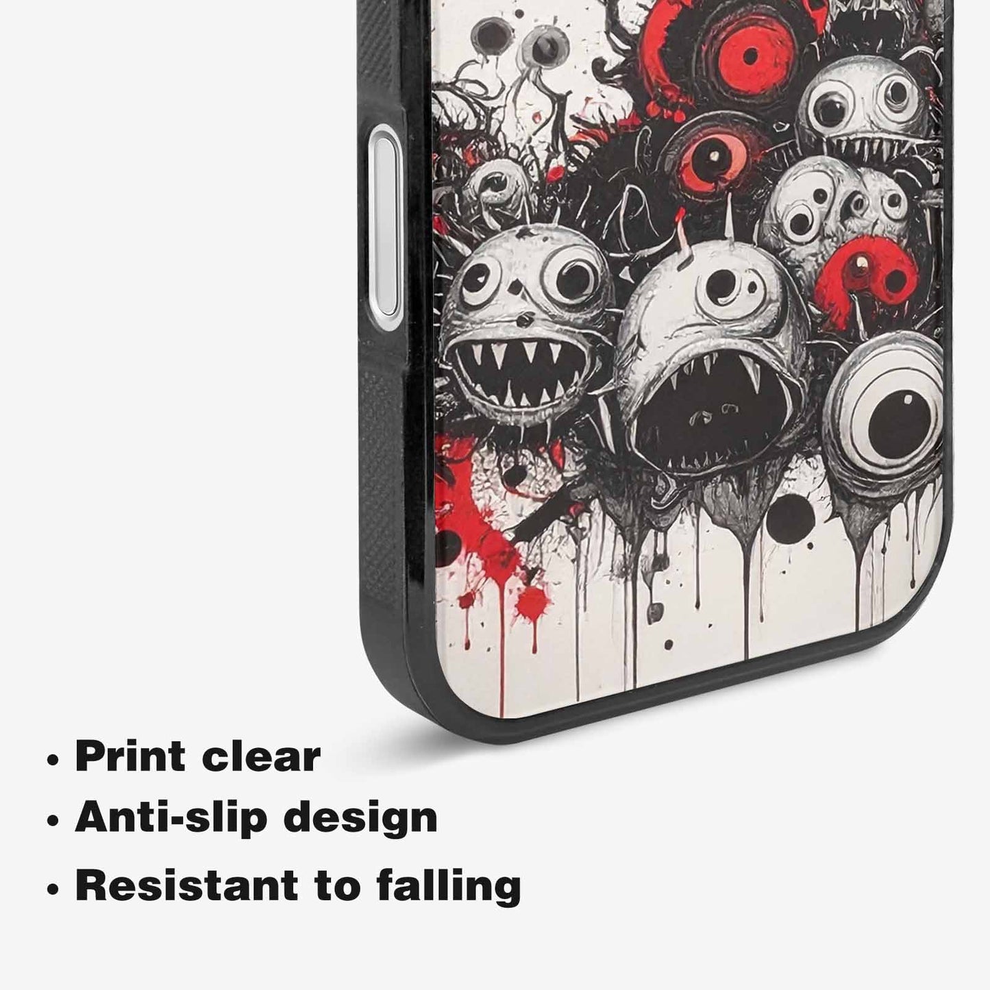 iPhone 16 Case — Multi Eye Monster Black Red Ink, Custom Print Case Cover