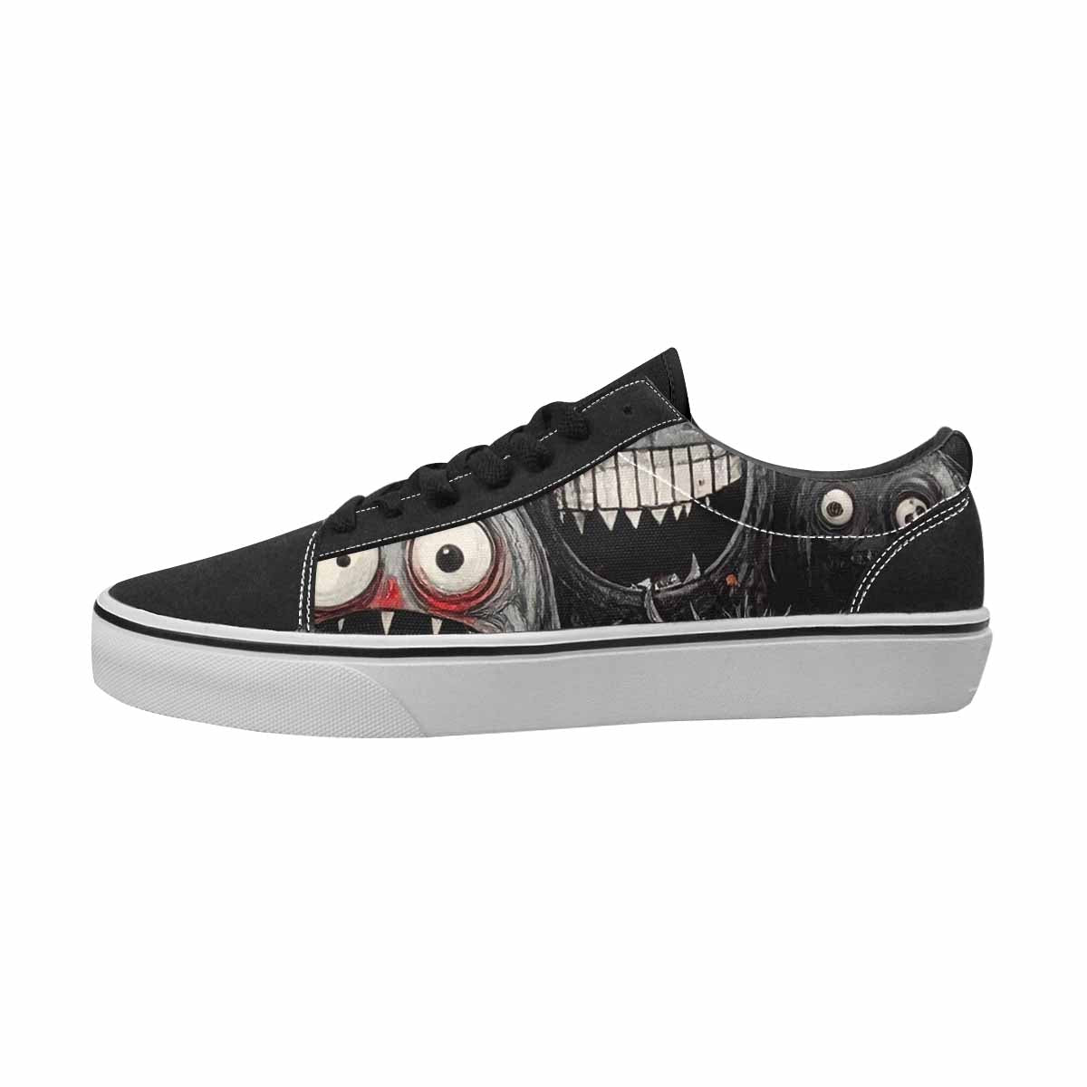WOMEN'S Monsters Black & Red Ink Canvas Original Design Vibrant Chaos Custom Canvas Shoes
