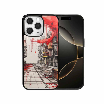 iPhone 15 Pro Max Case — Liminal Space Fragment Black Red Ink, Original Design Phone Case