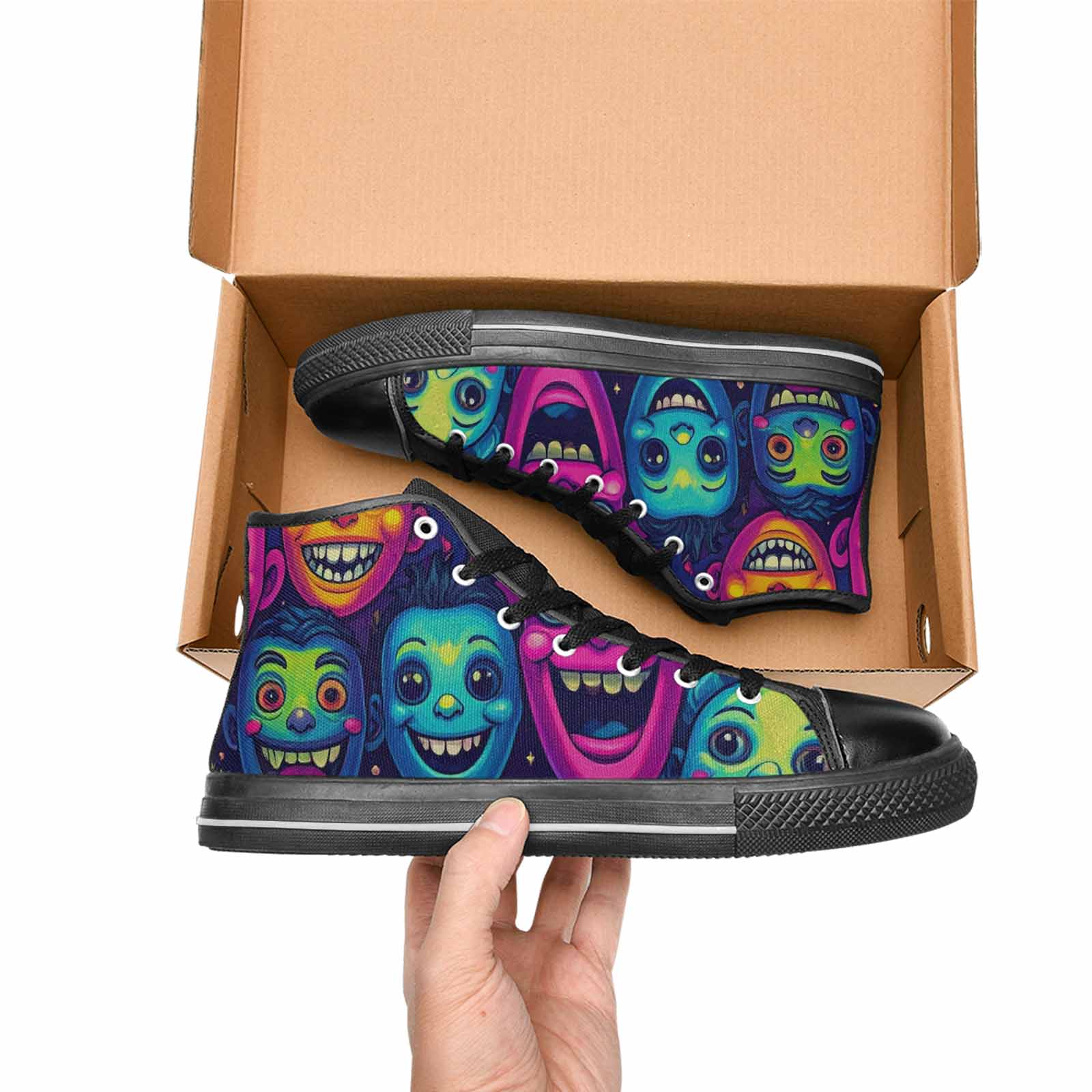 MEN'S Funny Looking Cartoon High Top Canvas Aesthetic Shoes