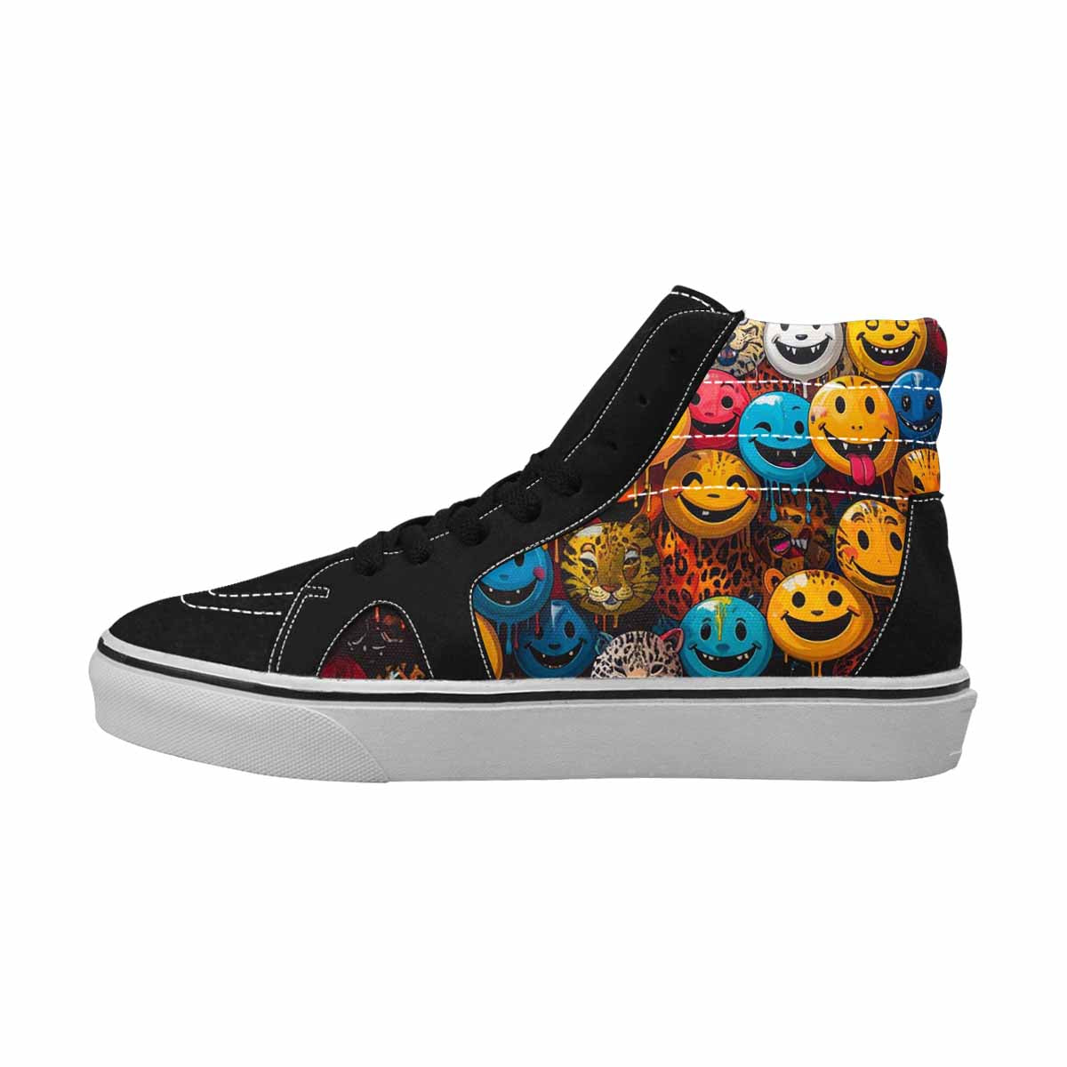 MEN'S Smiley Faces High Top Canvas Vibrant Chaos Sneakers