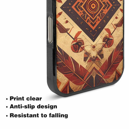 iPhone 16 Pro Max Case — Native American Geometric Pattern Arrows Feathers, Unique Phone Case Design