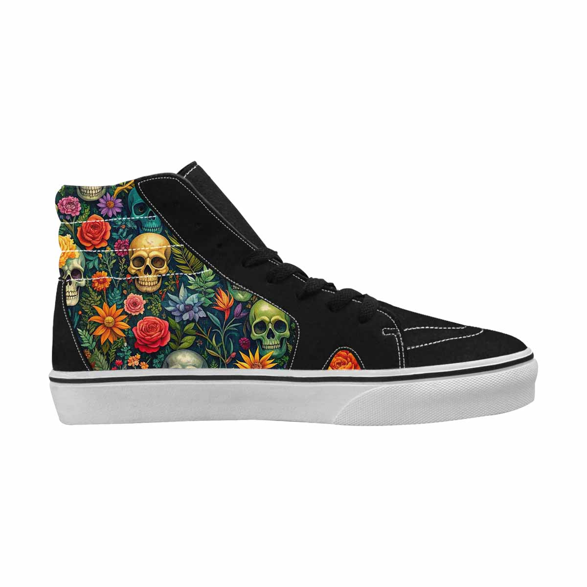 MEN'S Skulls  Botanical Skulls High Top Canvas Cottagecore Custom Sneakers