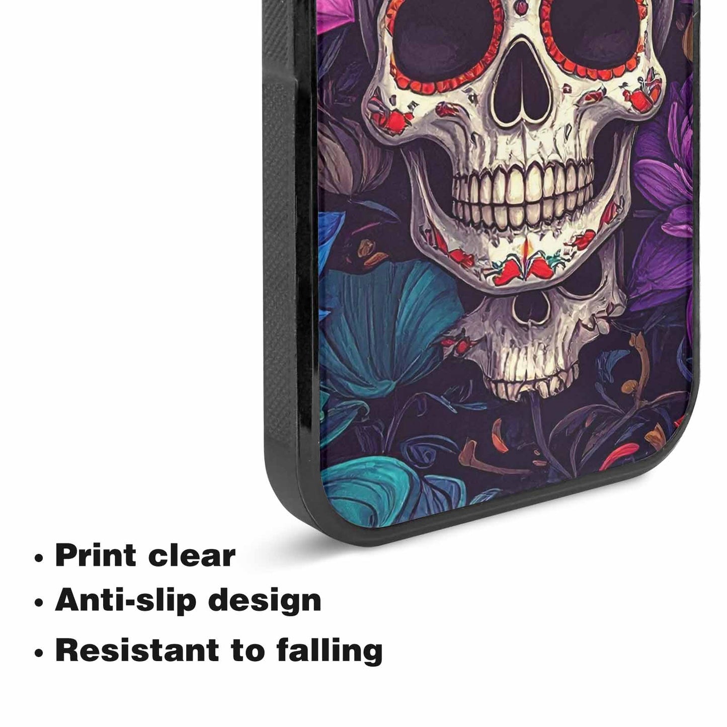 iPhone 15 Plus Case — Lotus Skulls, Custom Art Phone Cover