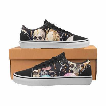 WOMEN'S Skulls  Marble Skulls Lace-Up Canvas Melting Art Sneakers