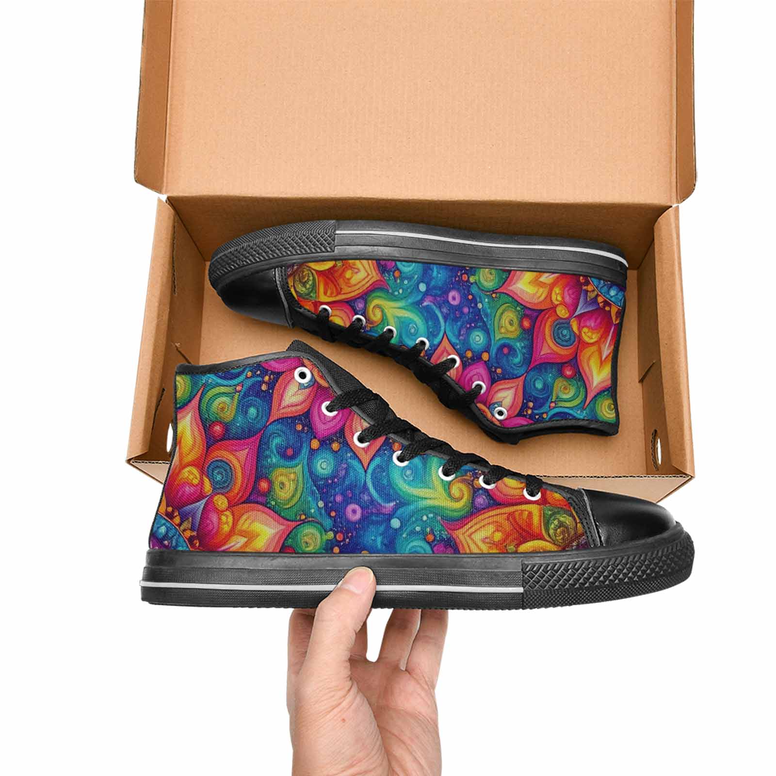 WOMEN'S Tie Dye Mandala High Top Canvas Vivid Sneakers