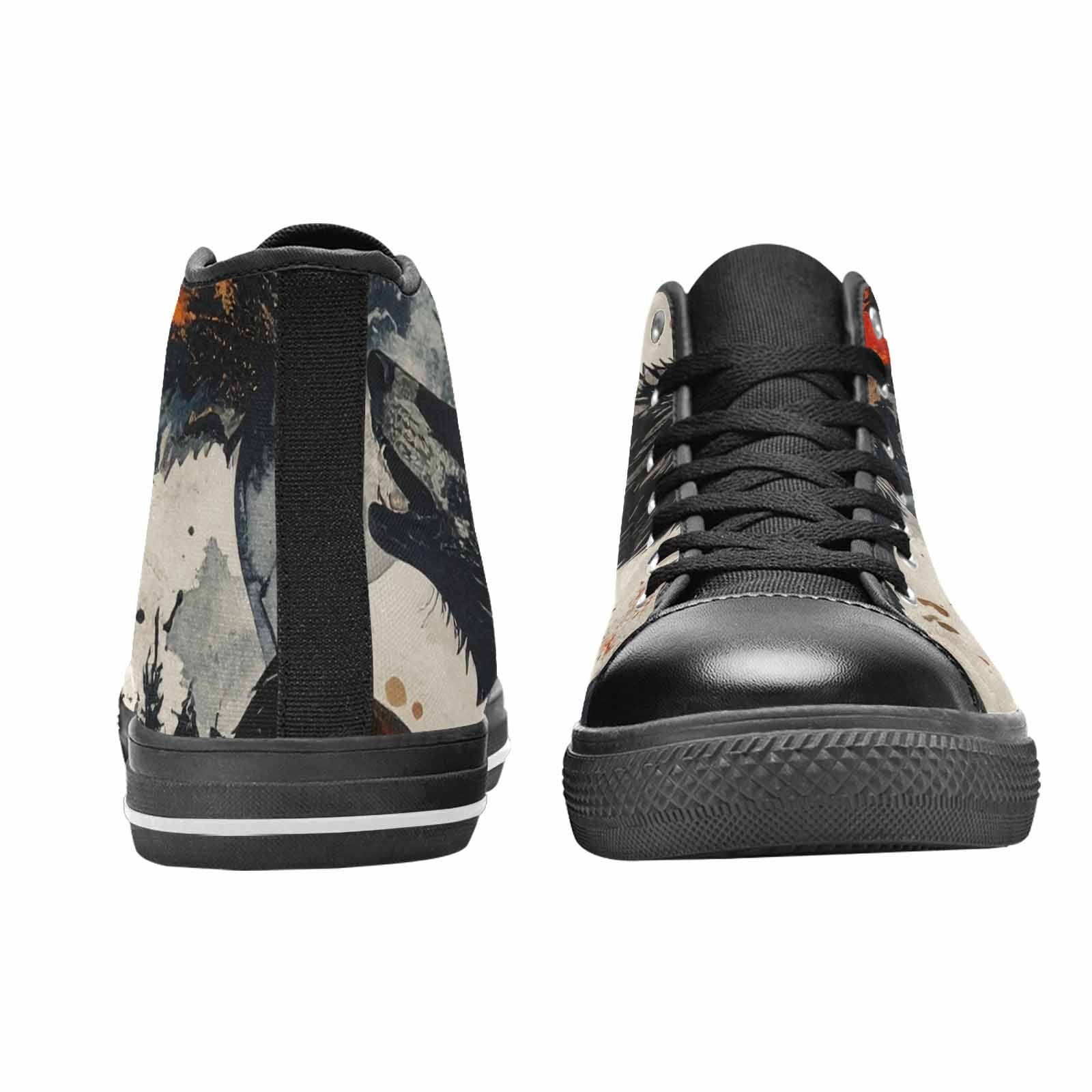 MEN'S Wolf Silhouette Moon High Top Canvas Vibrant Chaos Sneakers