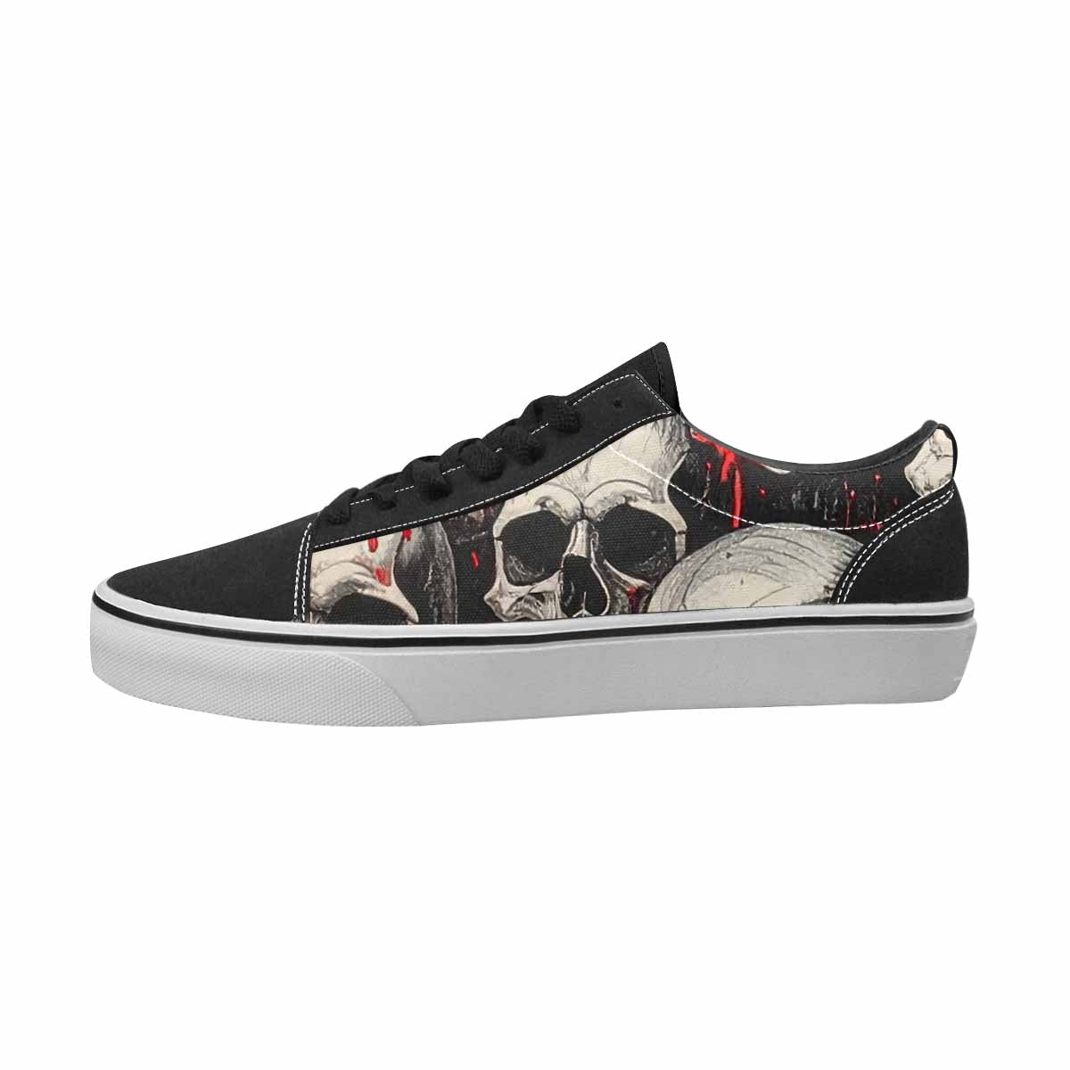 MEN'S Skulls Black & Red Ink Canvas Bold Print Dreamcore Handmade Custom Shoes