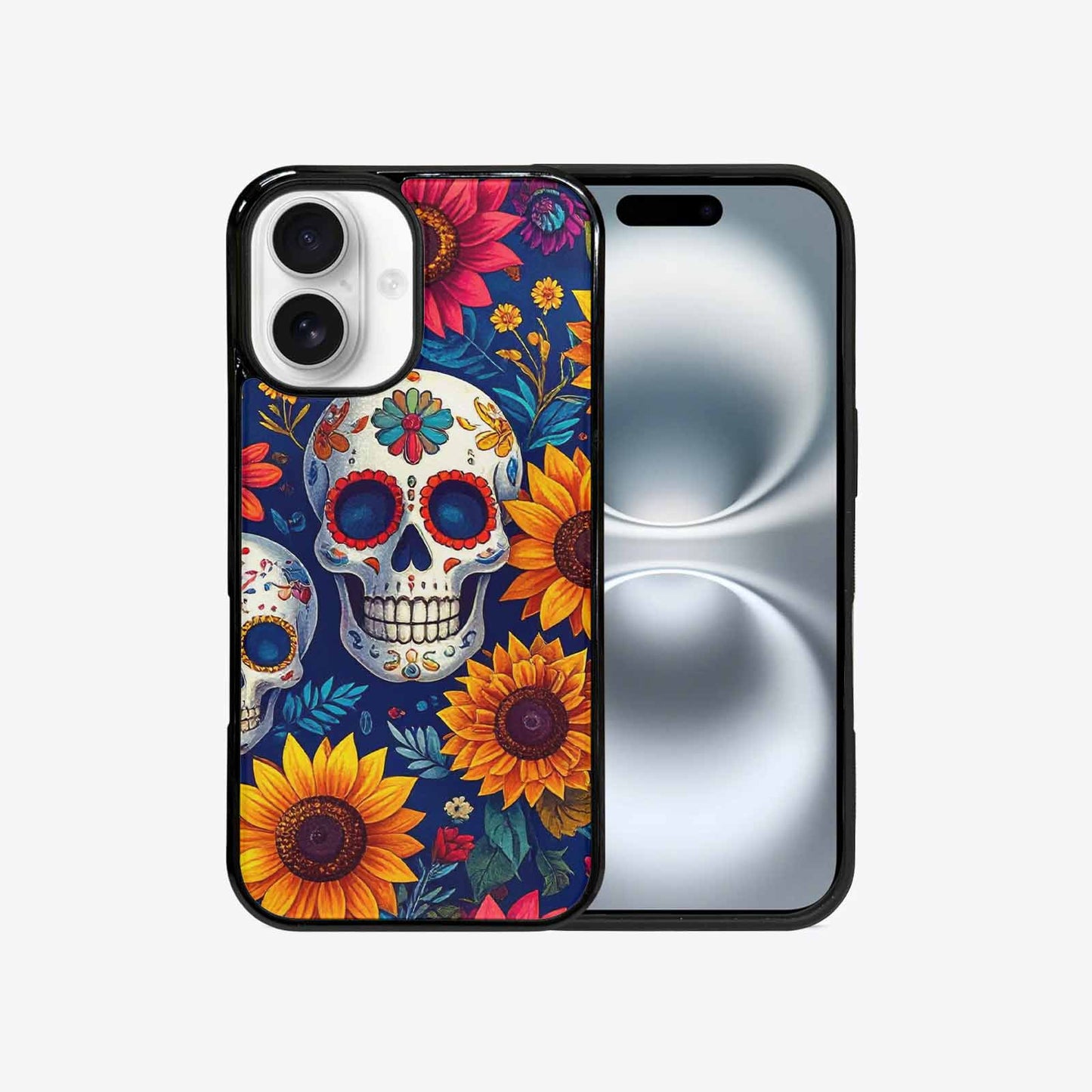 iPhone 16 Case — Sunflower Skulls Print Custom, Custom Made Phone Cover