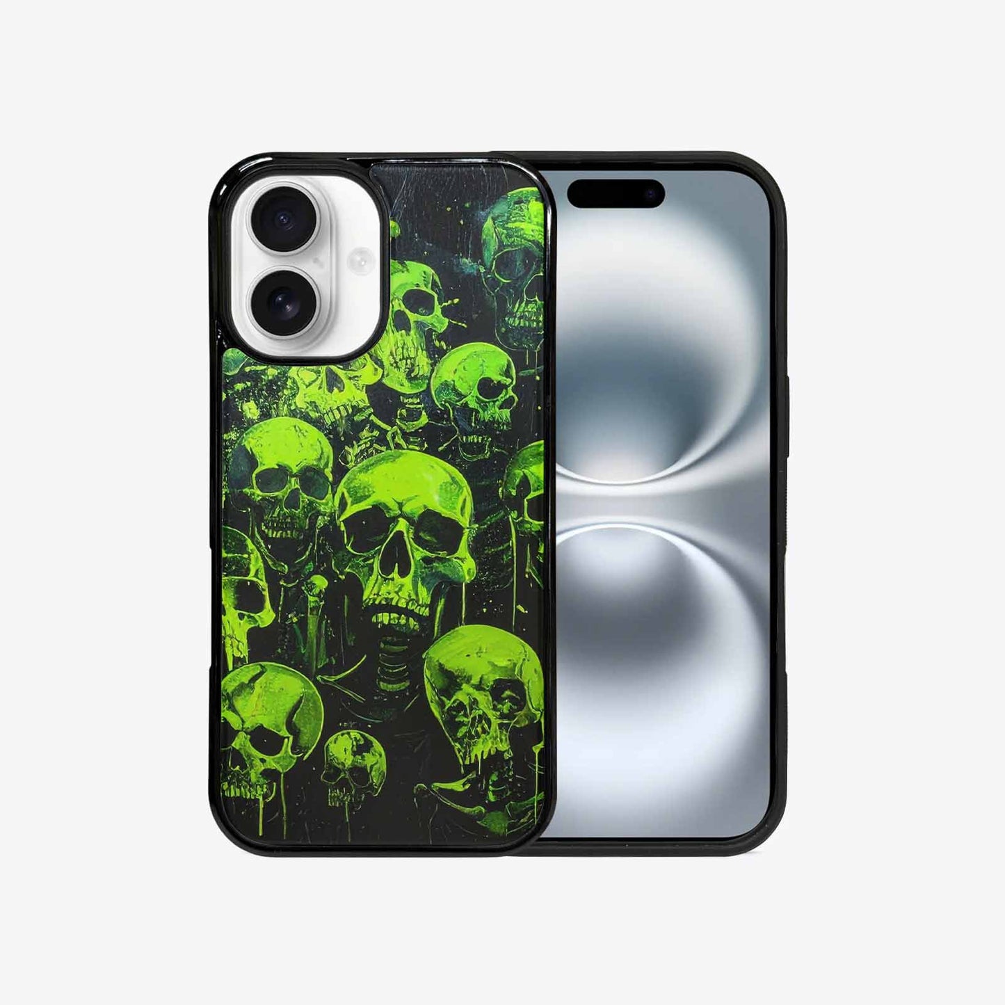iPhone 16 Case — Skeletons Neon Green Glowskele Ou7 Personalized, Custom Designed Case Cover