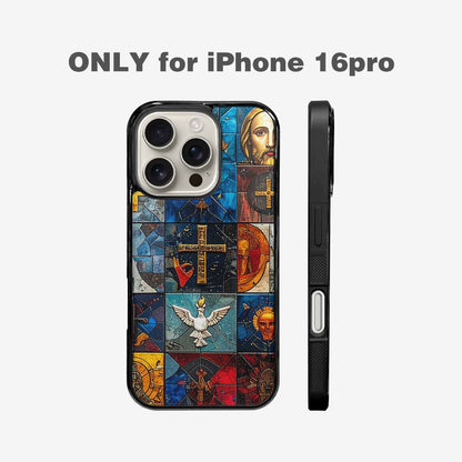 iPhone 16 Pro Case — Jesus Face Small Cross And Faith, Custom Made Phone Cover