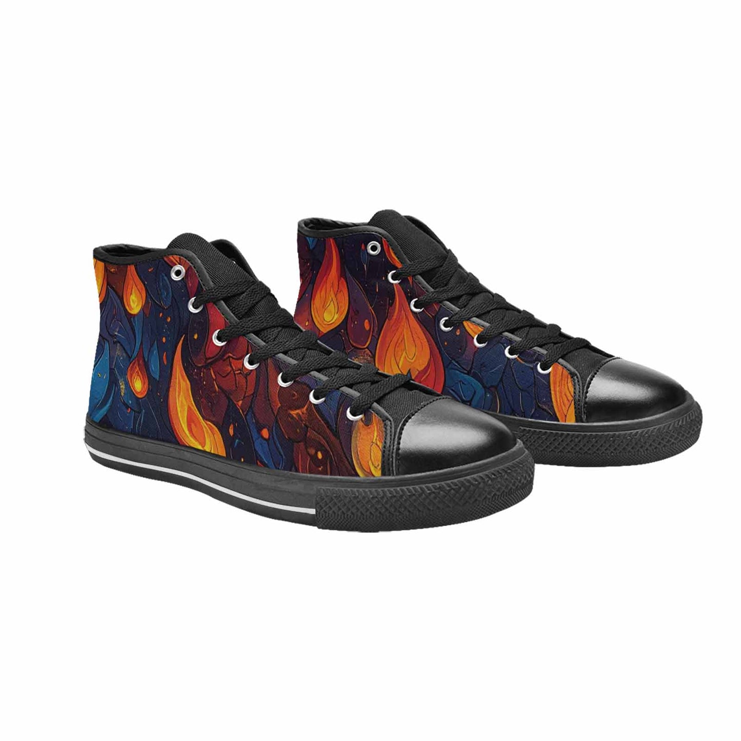 WOMEN'S Fire Flame High Top Canvas Y2K Custom Sneakers