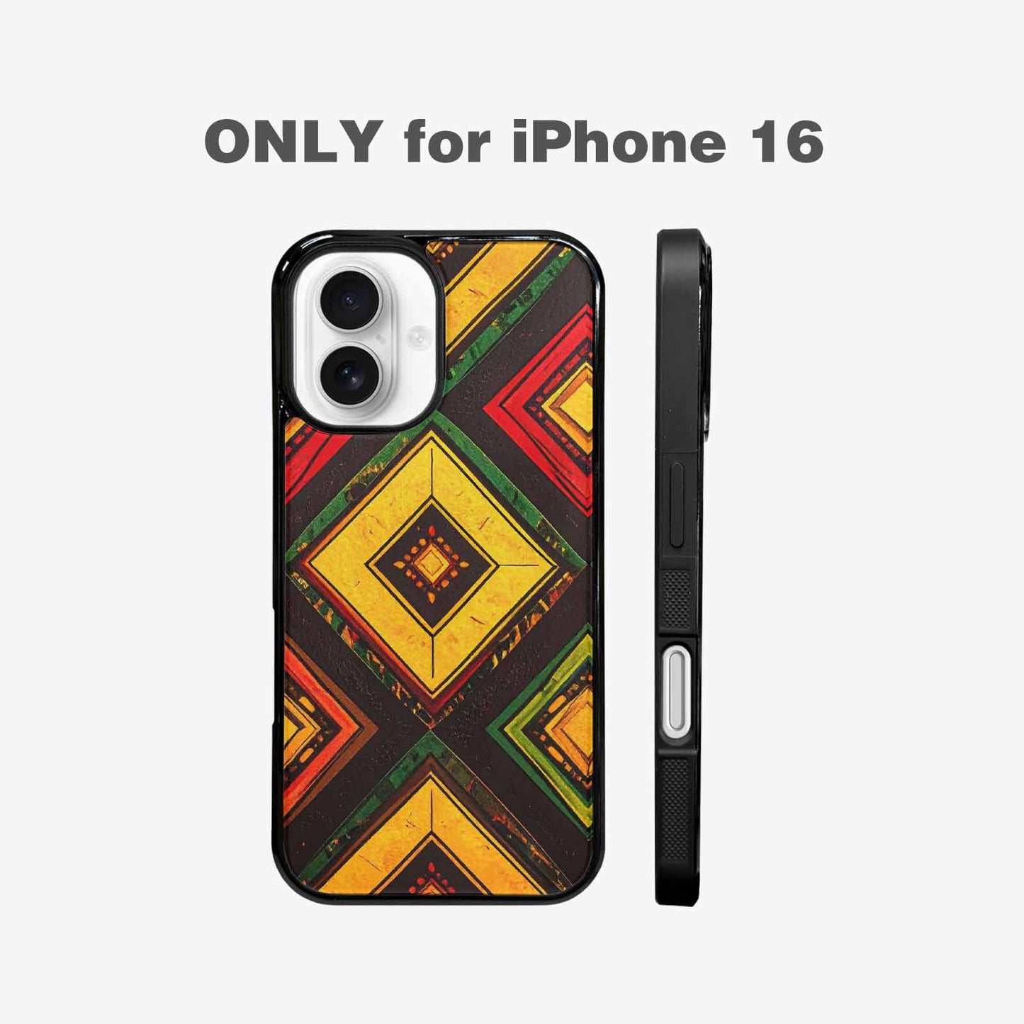 iPhone 16 Case — African Kente Cloth Inspired Pattern Geometric, Custom Designed Case Cover
