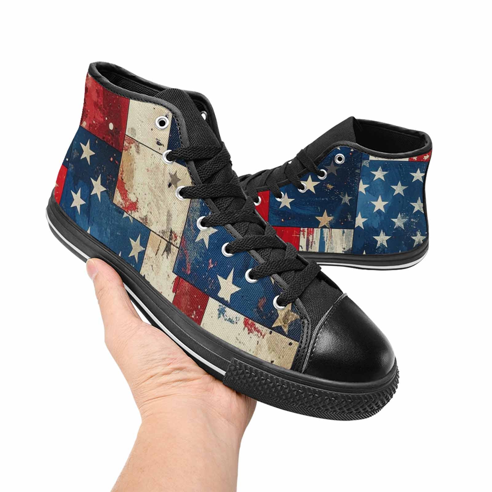 MEN'S American Flag Stars High Top Canvas Dark Academia Shoes