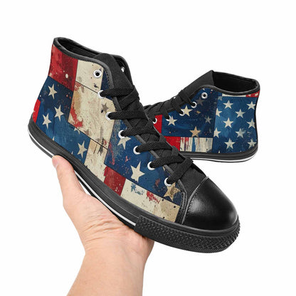 MEN'S American Flag Stars High Top Canvas Dark Academia Shoes