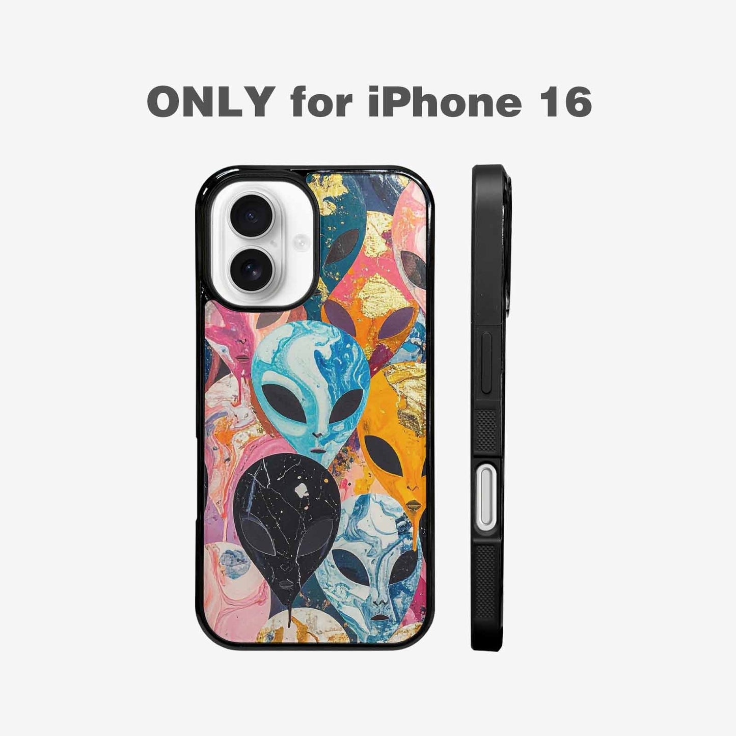 iPhone 16 Case — Aliens Marblealiens Pattern Doe, Custom Phone Case