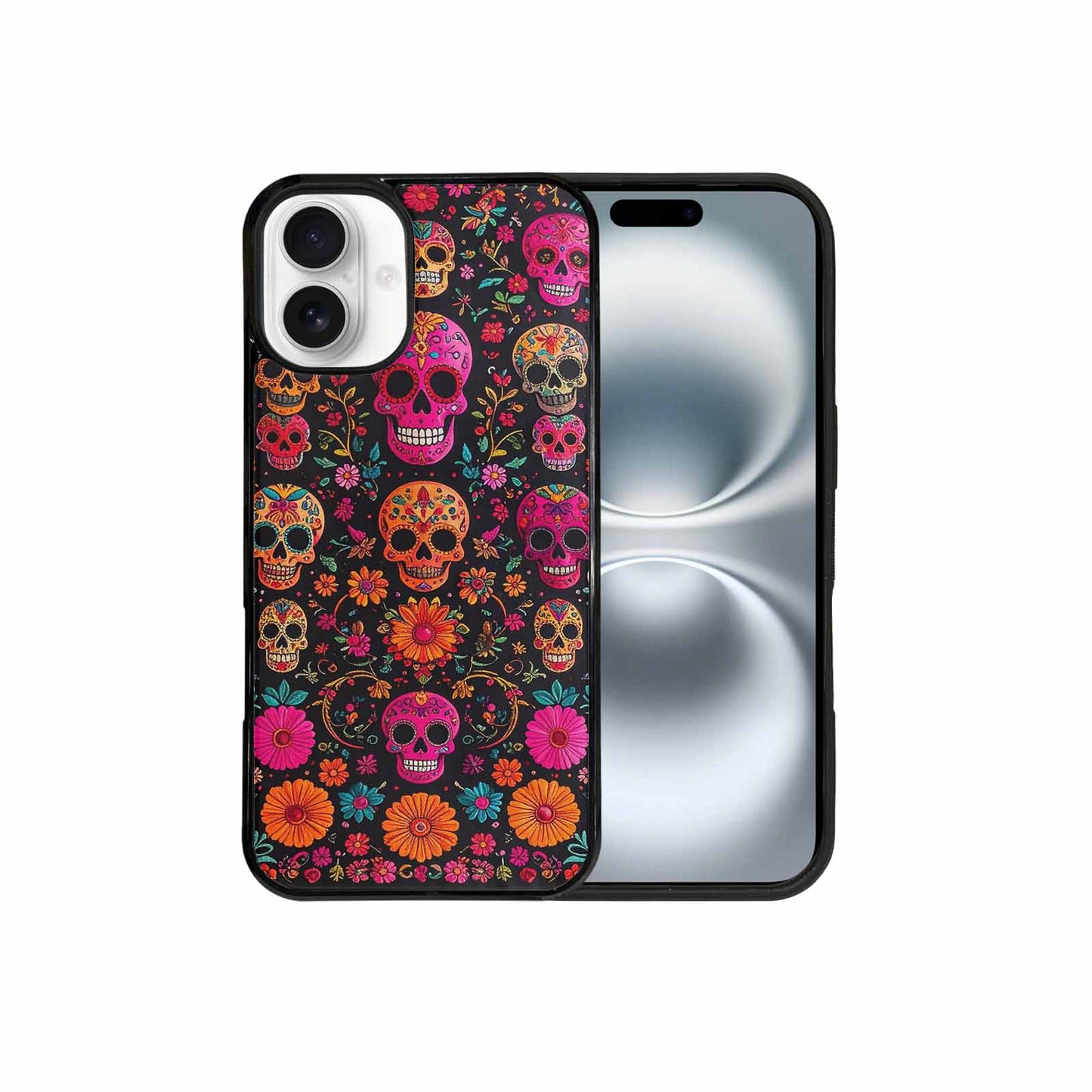 iPhone 16 Plus Case — Colorful Dia De Los Muertos Sugar, Custom Print Case Cover