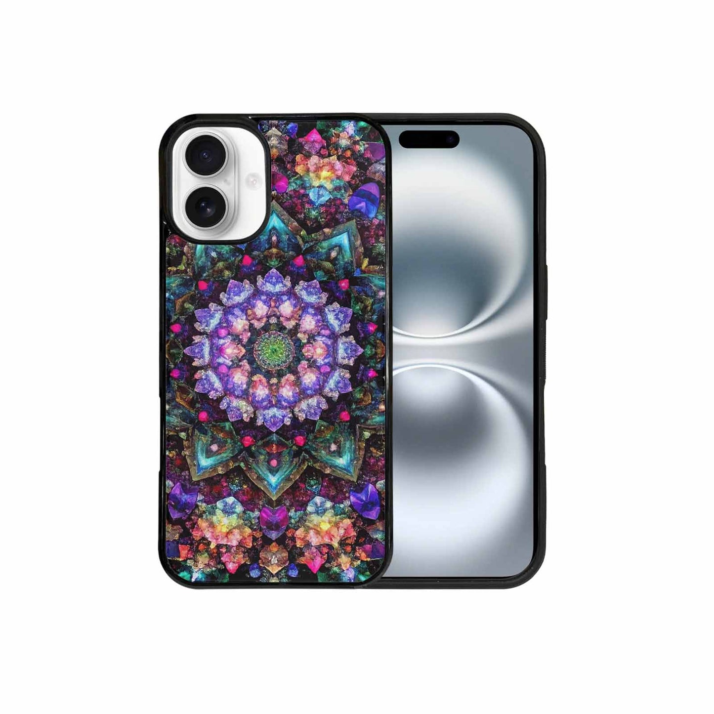 iPhone 16 Plus Case — Crystal Mandala Art Seamless Pattern Vibrant, Original Design Phone Case