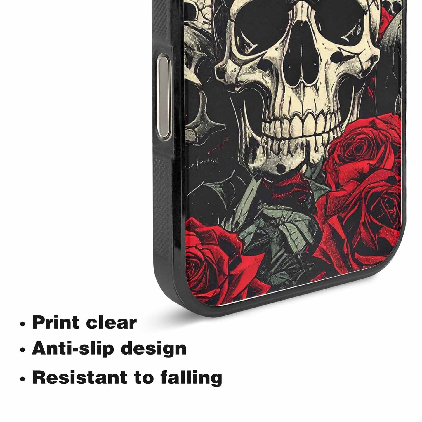 iPhone 15 Pro Max Case — Skull Dark Art Gothic Print, Custom Art Phone Cover
