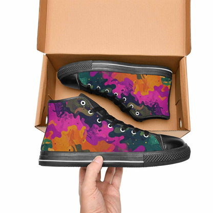 WOMEN'S Military Camouflage Blotch High Top Canvas Vivid Custom Sneakers