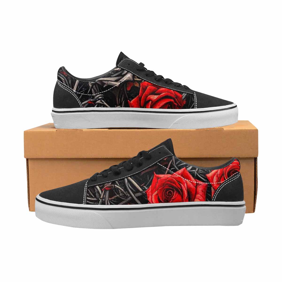 WOMEN'S Barbed Wire Coil Lace-Up Canvas Kaleidoscope Custom Sneakers