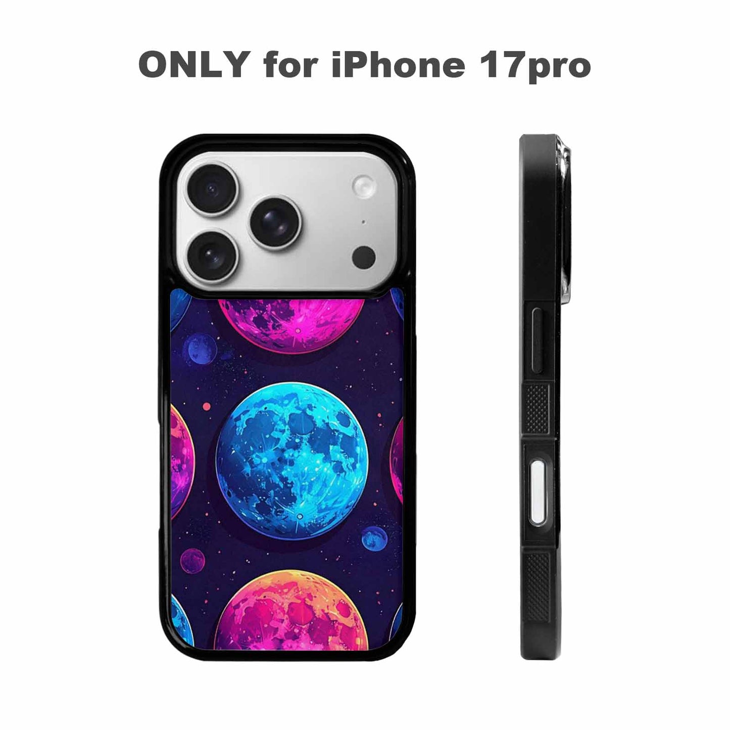 iPhone 17 Pro Case — Neon Winter Moon Seamless Cartoon Cute, Custom Print Case Cover