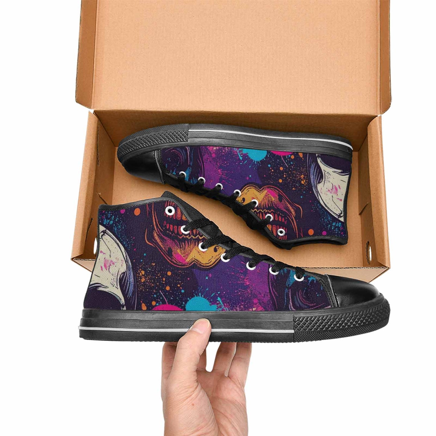 MEN'S Skulls Splatter Comic High Top Canvas Dark Academia Sneakers