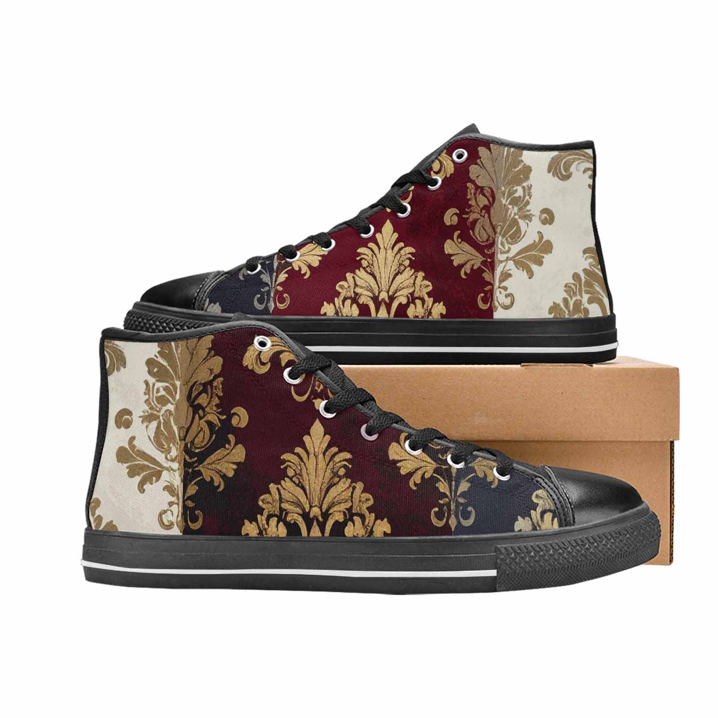 MEN'S Damask Ornamental Wallpaper High Top Canvas Aesthetic Sneakers
