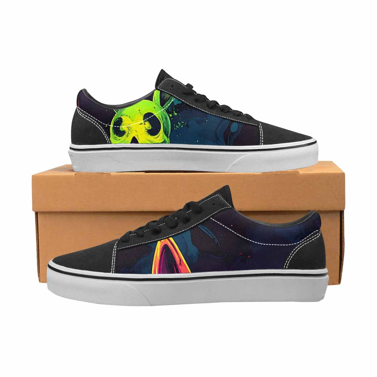 WOMEN'S Radioactive Ghost Bunny Skull Lace-Up Canvas Dreamlike Custom Shoes