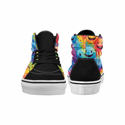 MEN'S Smiley Facessmiley Faces  High Top Canvas Kaleidoscope Custom Sneakers