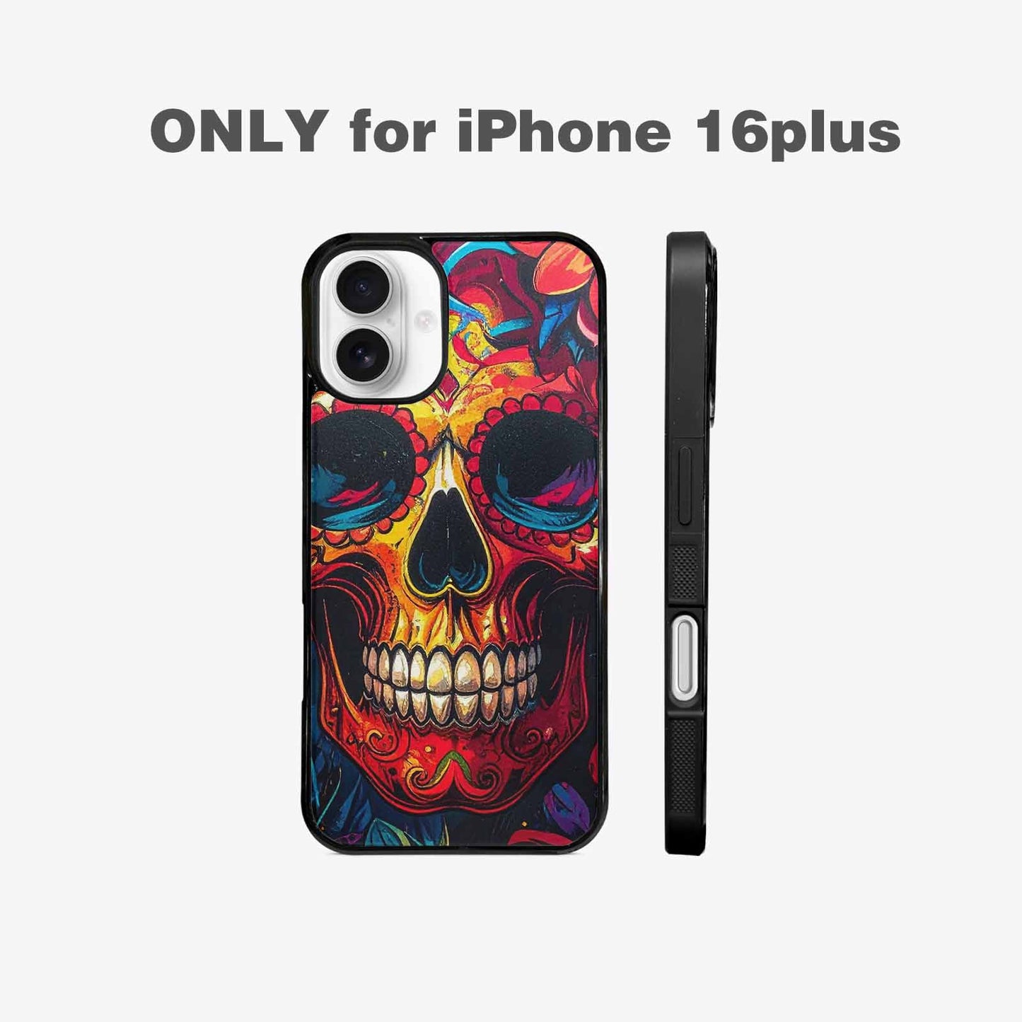 iPhone 16 Plus Case — Graffiti Skull Art Seamless Pattern Vibrant, Custom Made Phone Cover