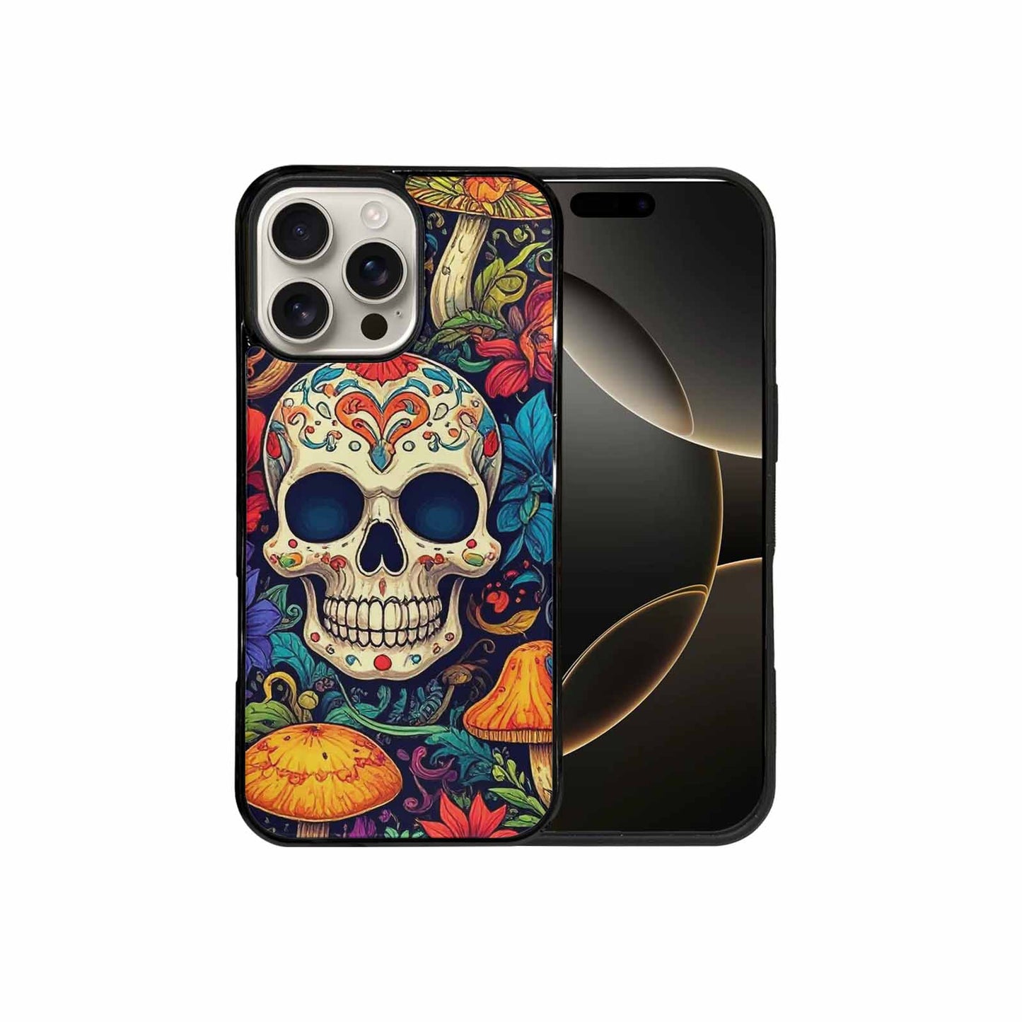 iPhone 16 Pro Max Case — Mushrooms And Skulls, Customized Protective Case