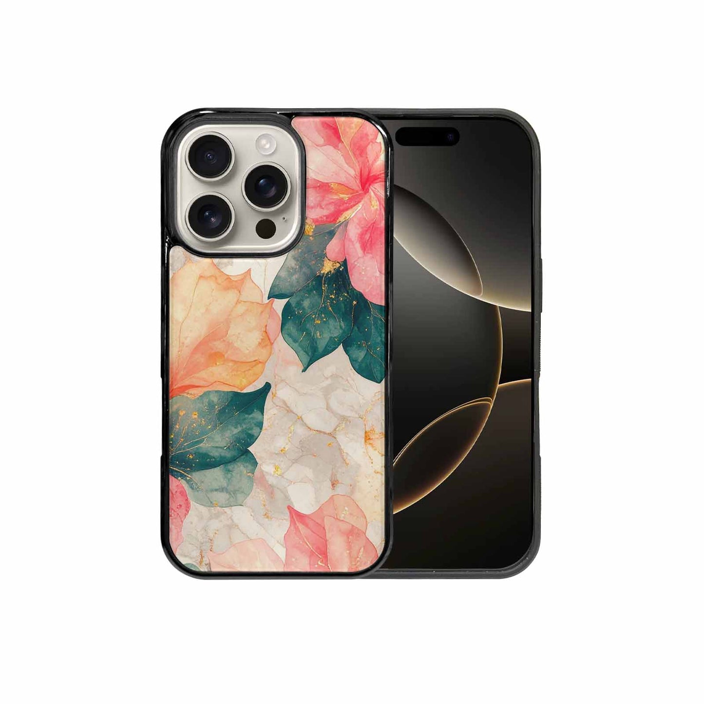 iPhone 16 Pro Case — Marble Floral, Customized Protective Case