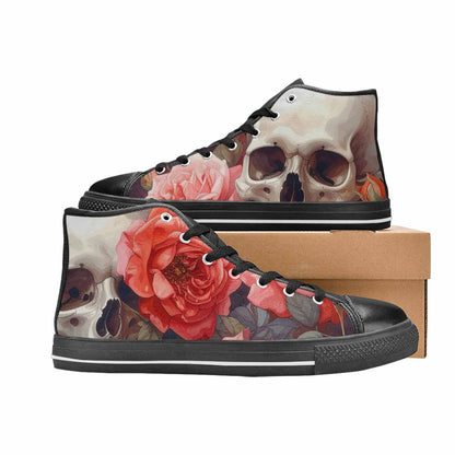 MEN'S Skulls Roses Soft Airbrush High Top Canvas Dark Academia Custom Sneakers