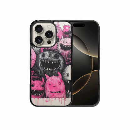 iPhone 16 Pro Case — Monsters General Black Pink Ink Cartoon, Customized Protective Case