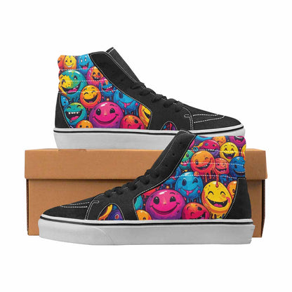 WOMEN'S Smiley Face High Top Canvas Wearable Art Aesthetic Custom Kicks