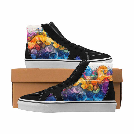 MEN'S Tie Dye Black & Blue Ink High Top Canvas Personalized Aesthetic Handmade Custom Shoes