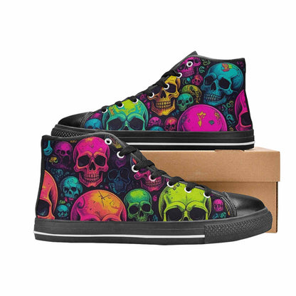 MEN'S Skulls - Neon High Top Canvas Aesthetic Custom Sneakers