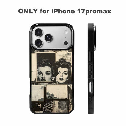 iPhone 17 Pro Max Case — Black And White Solid Retro Vintage, Custom Phone Case