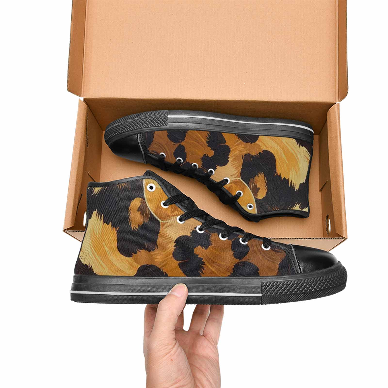 WOMEN'S Leopard Soft Airbrush Gradient High Top Canvas Aesthetic Shoes