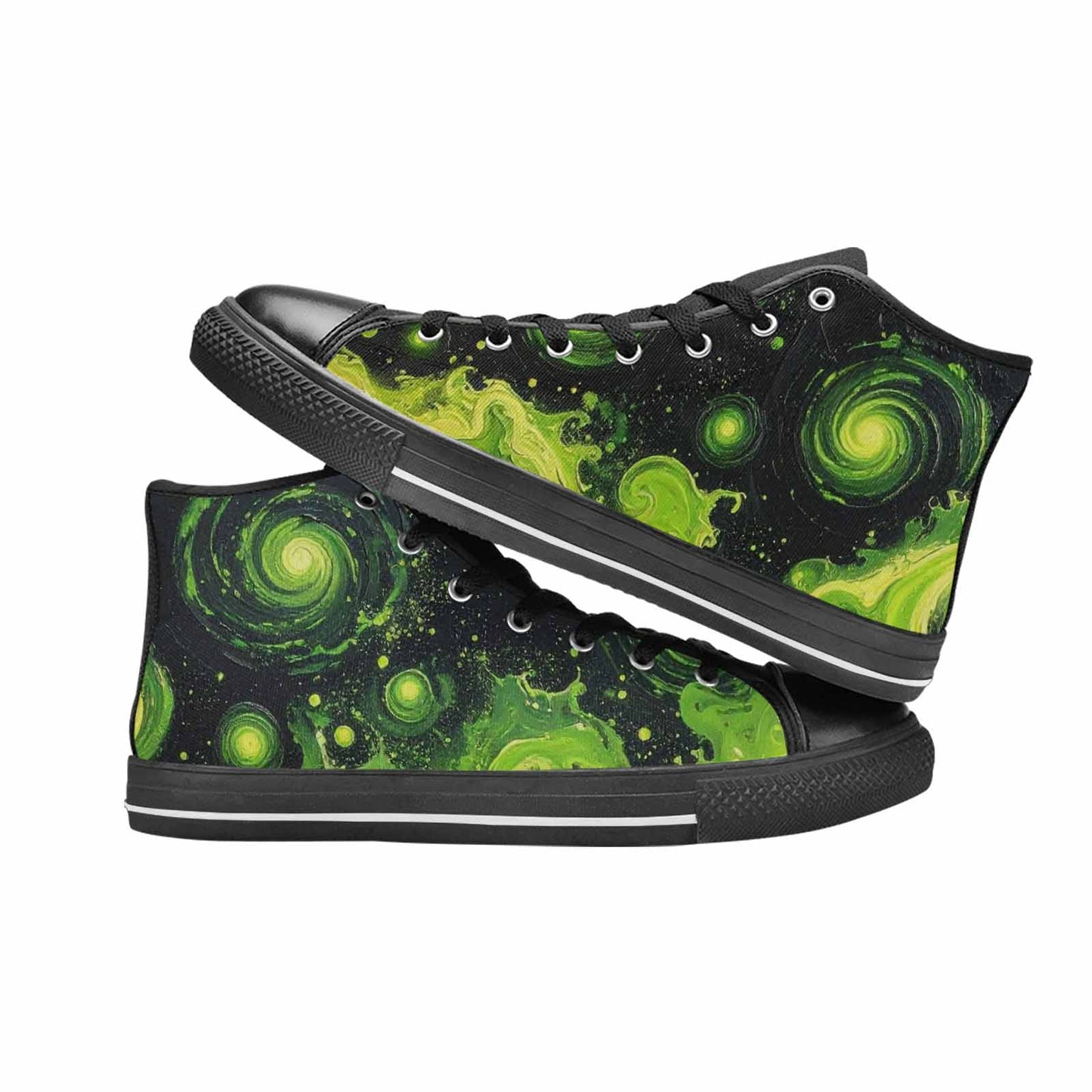 MEN'S Melting Galaxy Acid Green High Top Canvas Dark Academia Custom Shoes