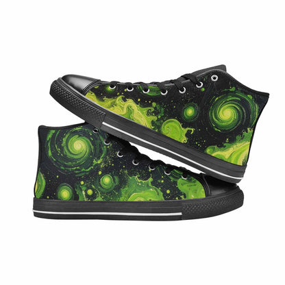 MEN'S Melting Galaxy Acid Green High Top Canvas Dark Academia Custom Shoes
